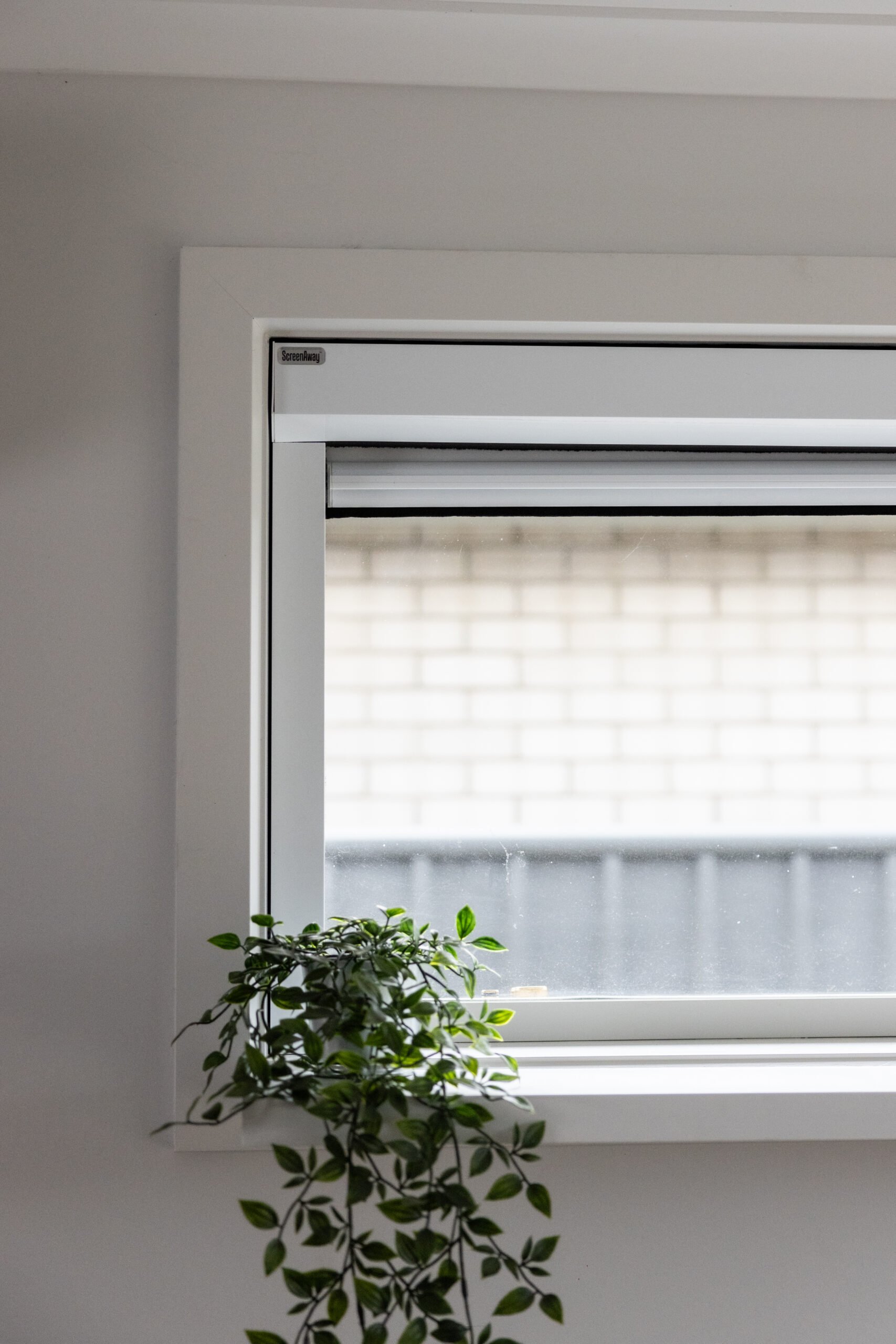 Screenaway Black out blinds in white open